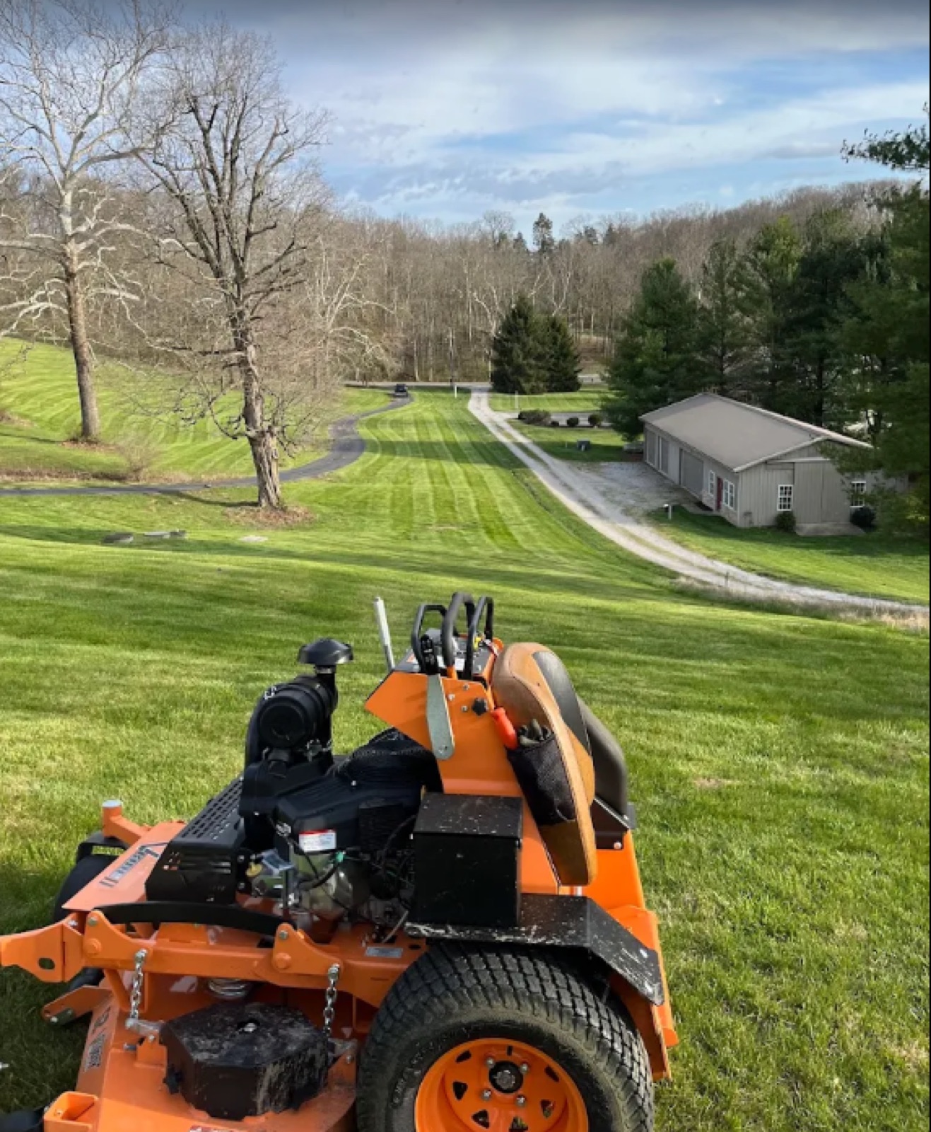 Lawn maintenance in progress